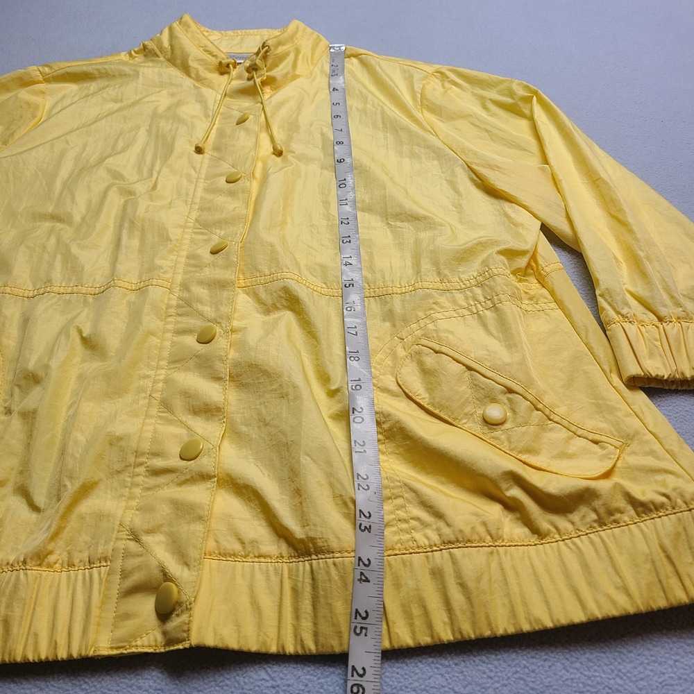 Zenergy by Chico's Windbreaker Jacket Womens 2 Yellow Excellent Snap Front 3/4 - Picture 3 of 7